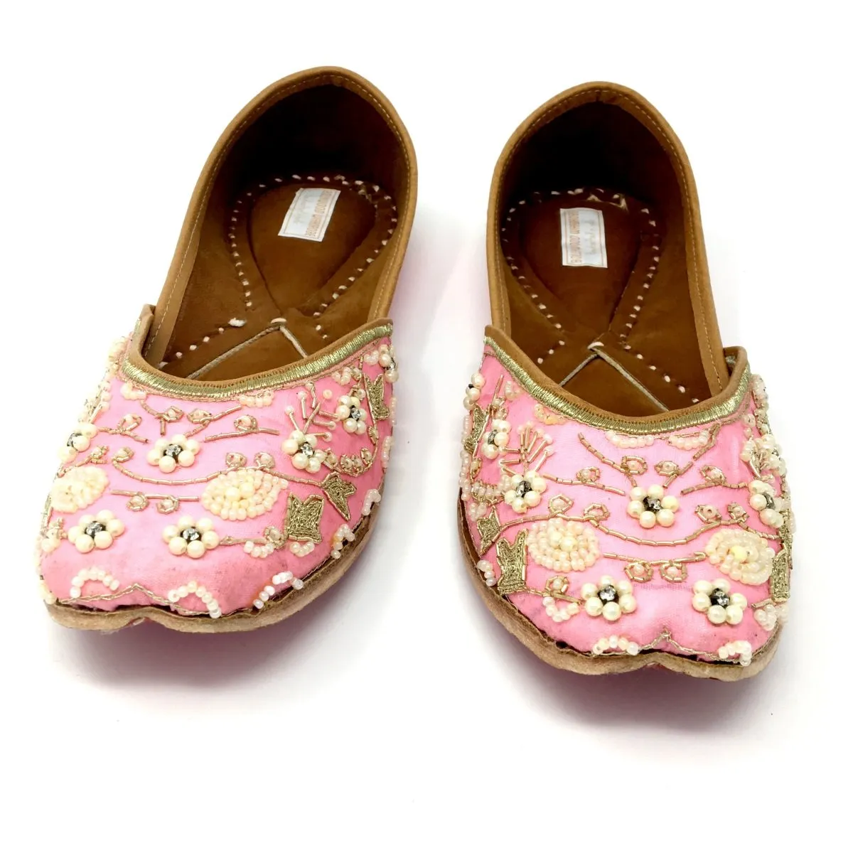 Pink Punjabi Jutti / Shoes With Pearl Embroidery