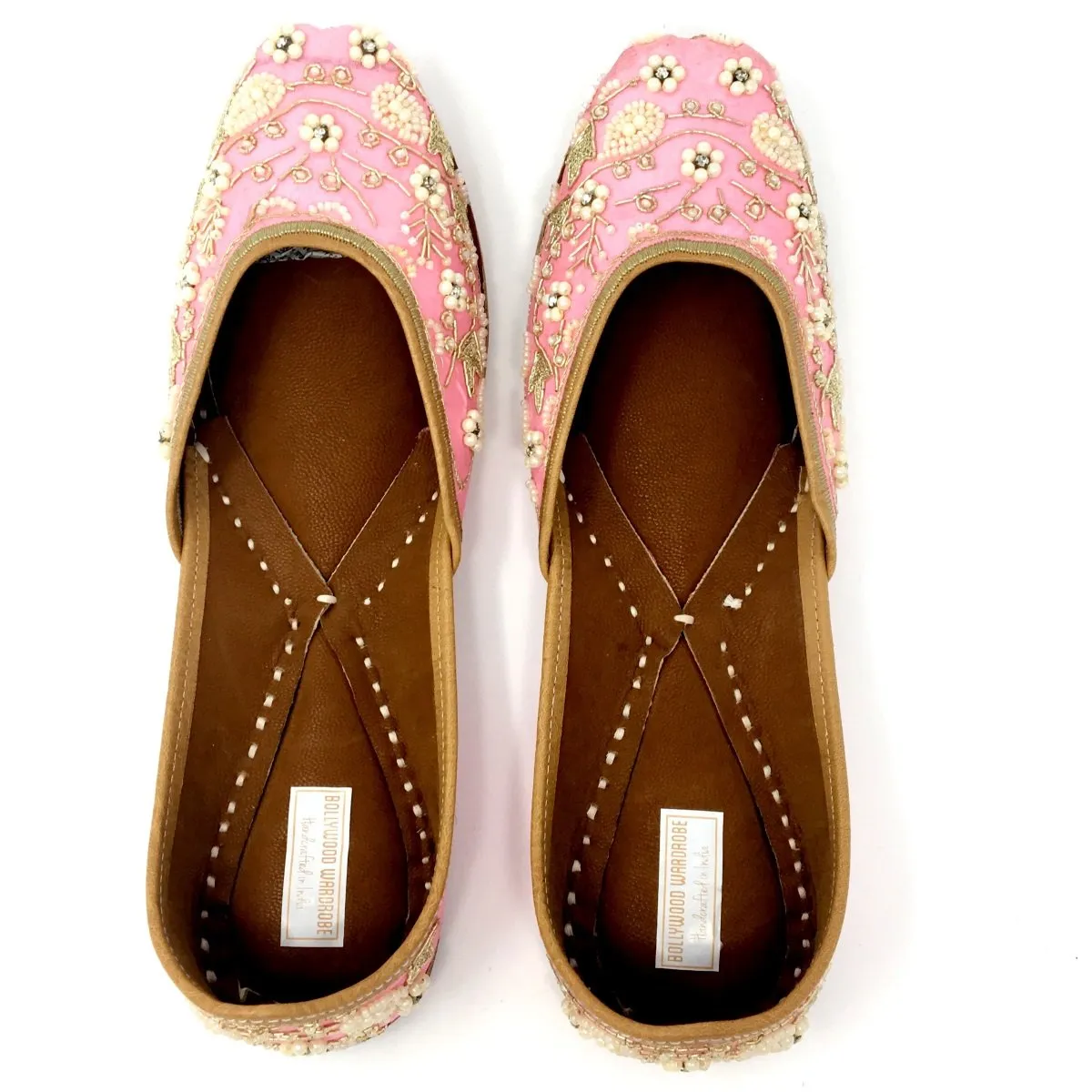 Pink Punjabi Jutti / Shoes With Pearl Embroidery