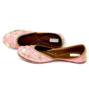 Pink Punjabi Jutti / Shoes With Pearl Embroidery