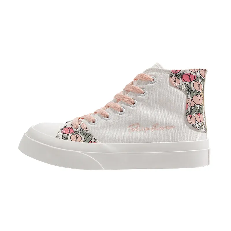 PINK/GREEN TULIP FLOWER CANVAS SHOES UB2626