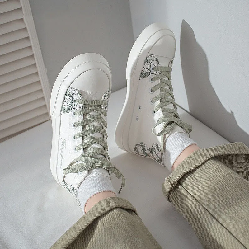 PINK/GREEN TULIP FLOWER CANVAS SHOES UB2626