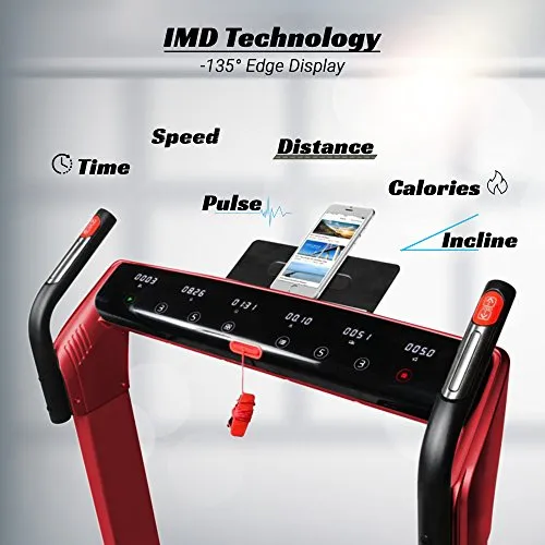 PowerMax Fitness Urban-Trek TD-A3 5.0HP Peak Pre-installed Motorized Treadmill with Automatic Incline, Automatic Programs- Red