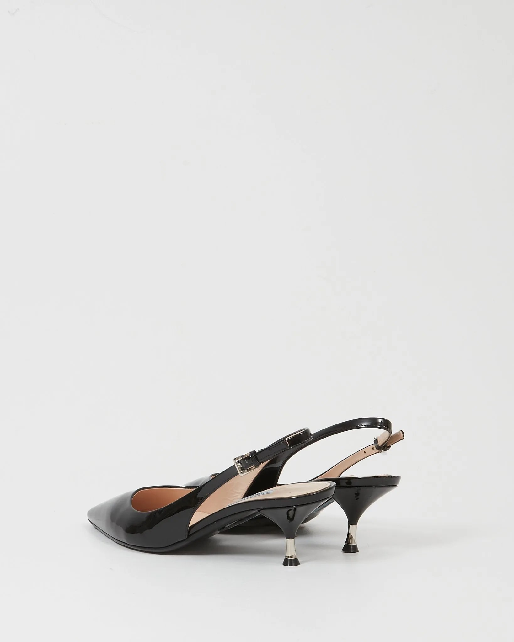 Prada Black Patent Slingback Pump with Add On Silk Wrap Around - 39