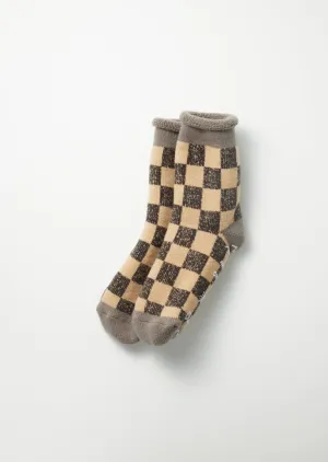 R1497 Pile Room Socks "Checkerboard" Grey