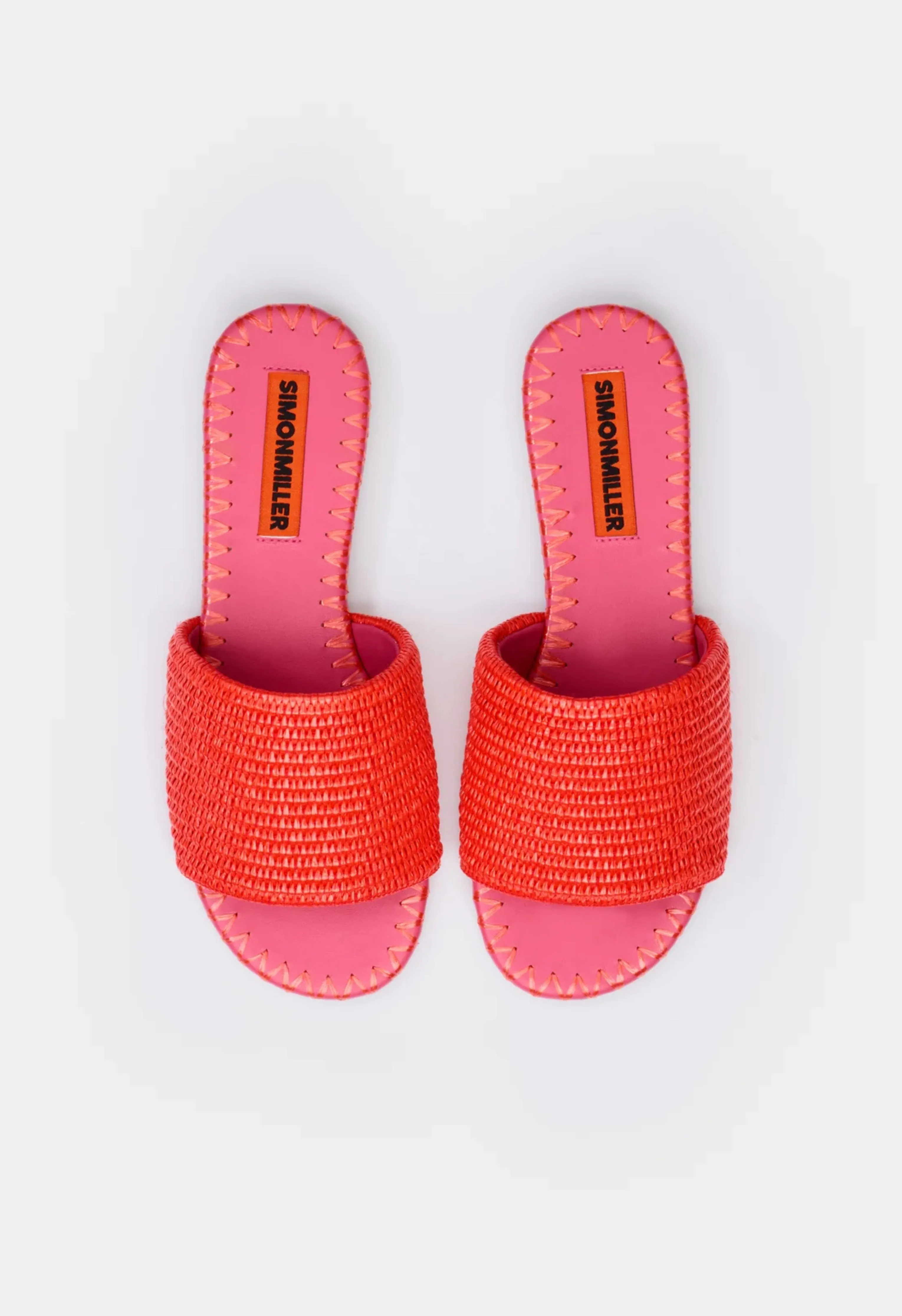 Raffia Salerno Sandal in Red/Pink