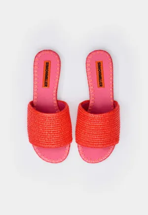 Raffia Salerno Sandal in Red/Pink
