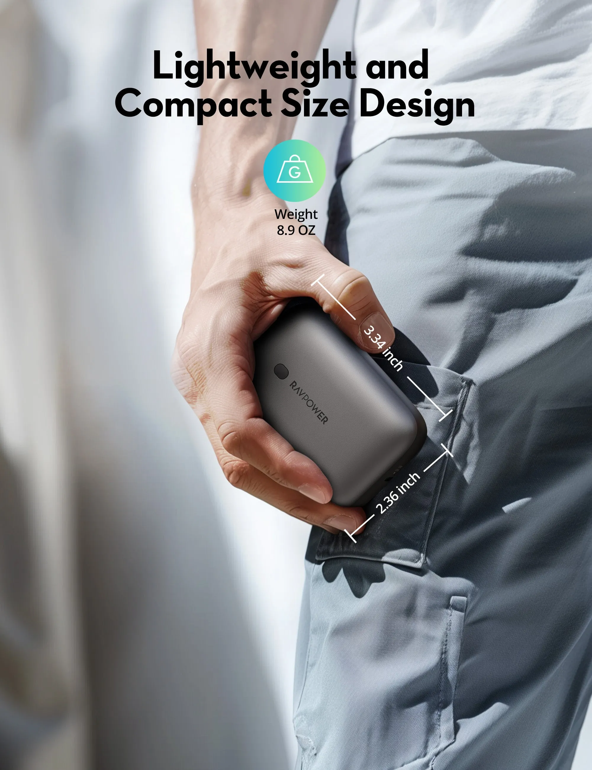 RAVPower RP-PB1224 PD20W 10000mAh 3-Port Power Bank