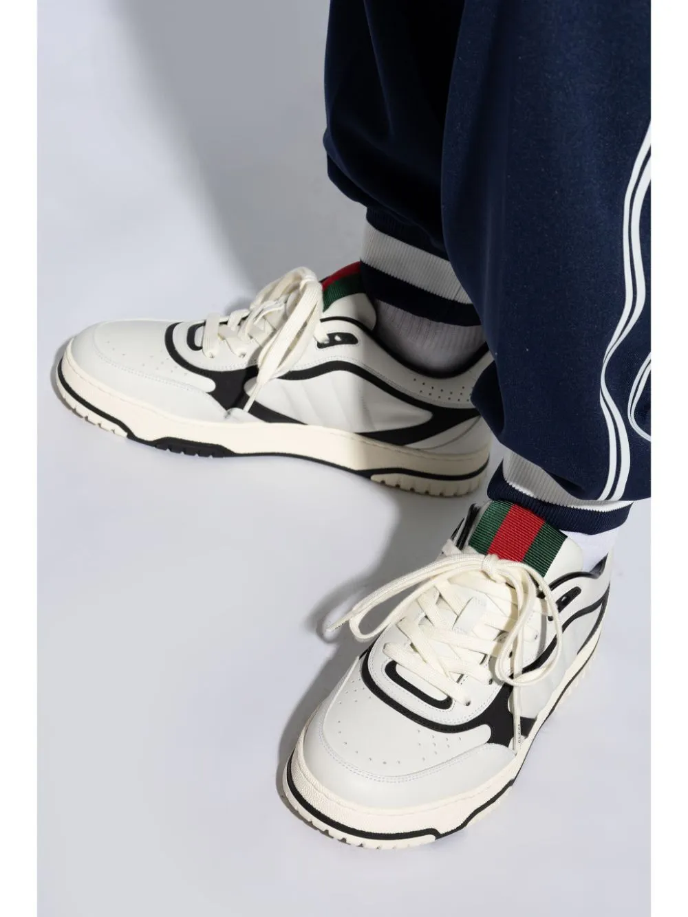 Re-web leather sneakers