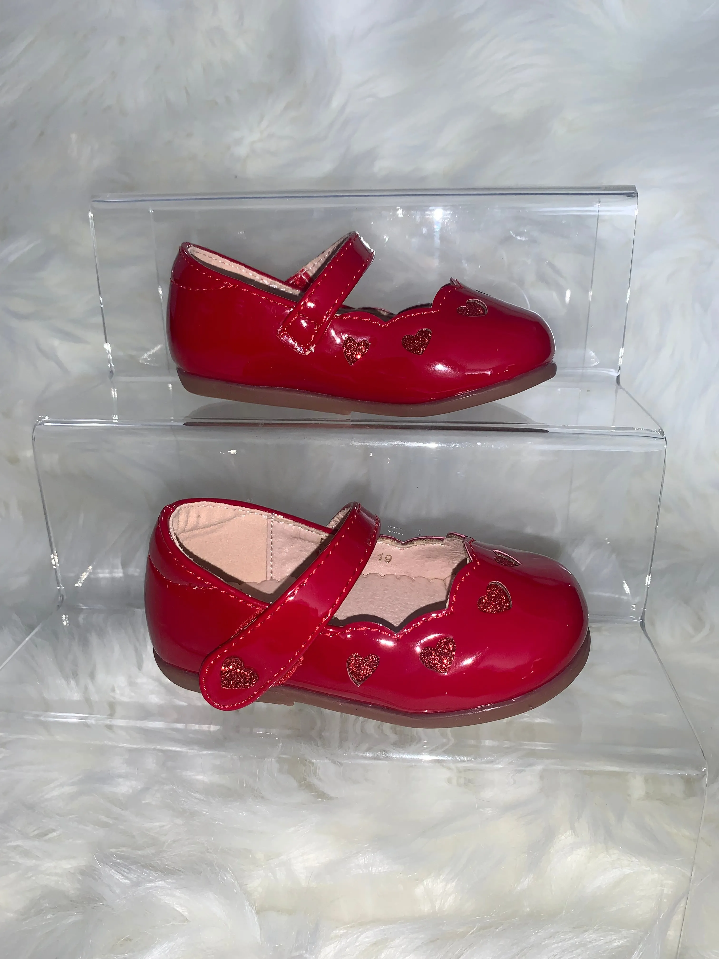 Red Sparkle Heart Shoes - size UK 21