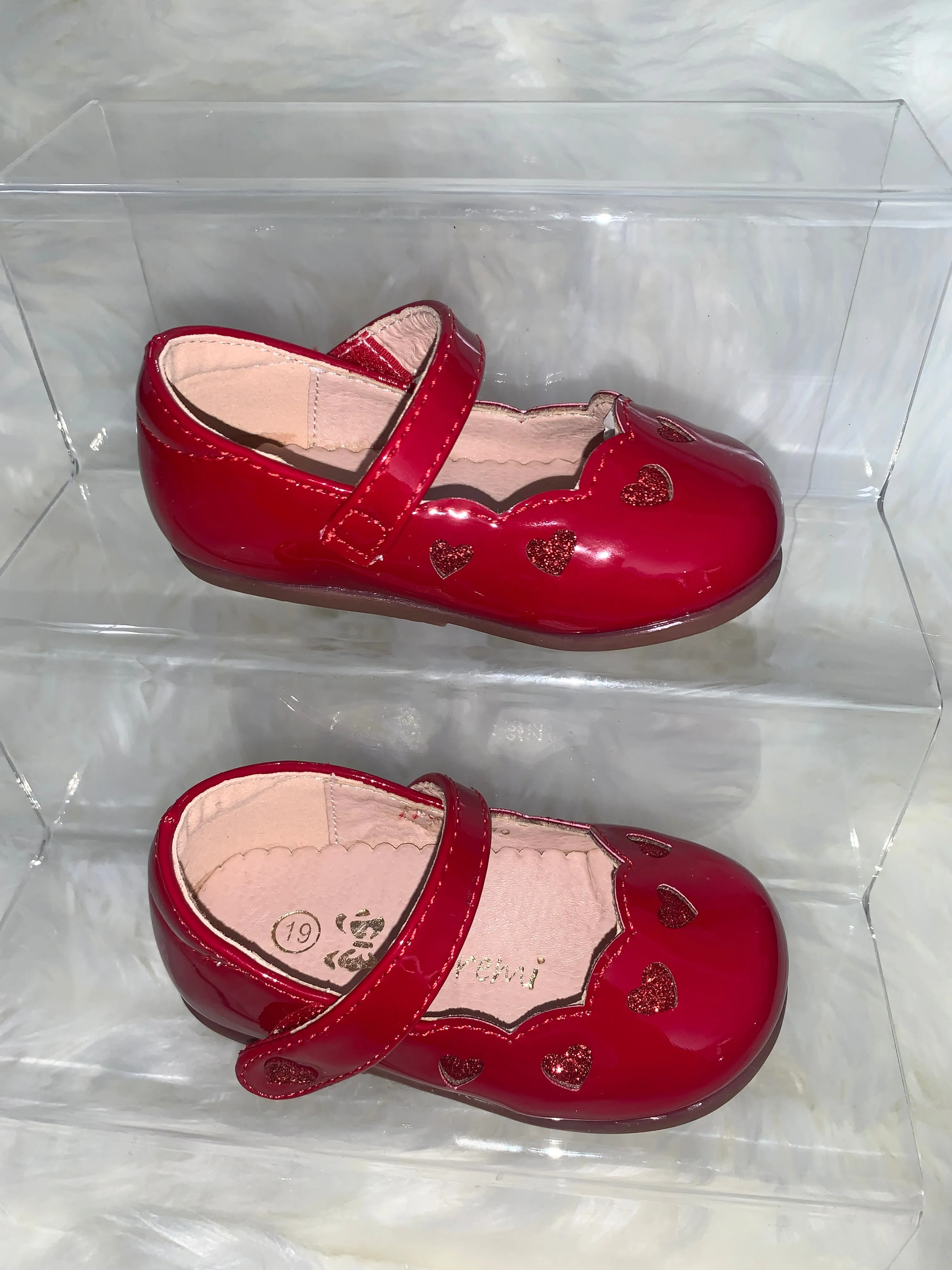 Red Sparkle Heart Shoes - size UK 21