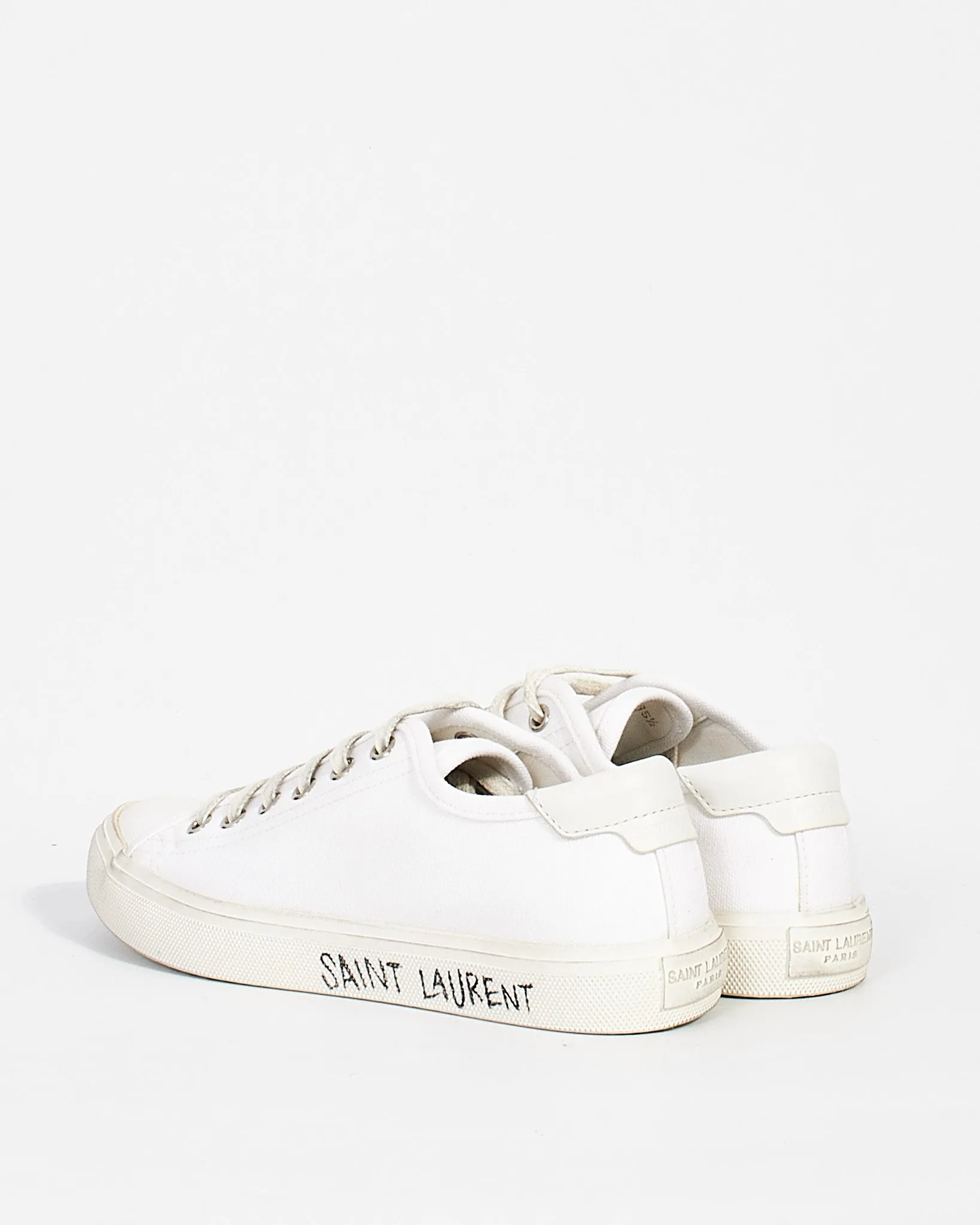 Saint Laurent White Canvas Malibu Low Top Sneakers - 35.5