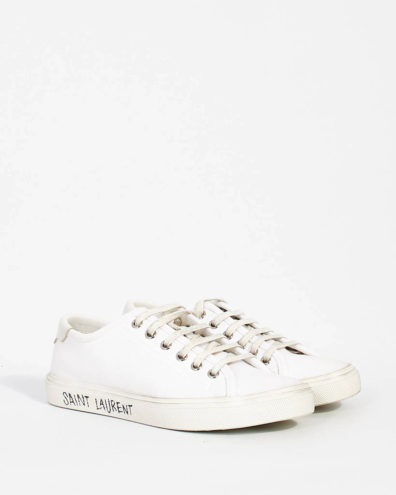 Saint Laurent White Canvas Malibu Low Top Sneakers - 35.5