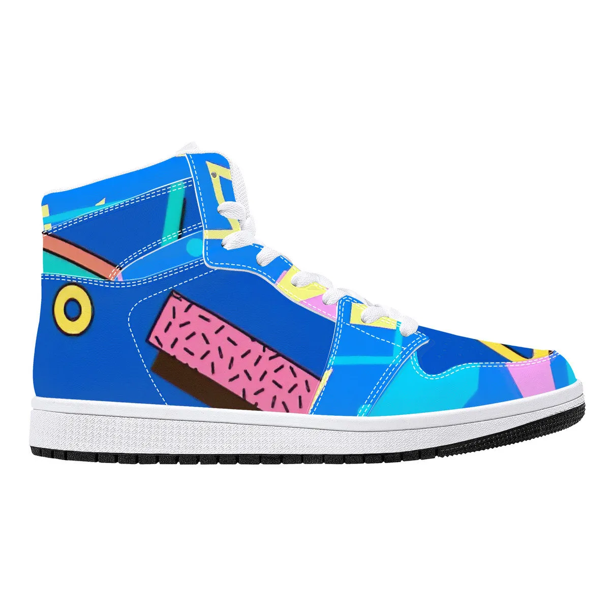 Saved By The Bell Classic High-Top Synthetic Leather Sneakers - White