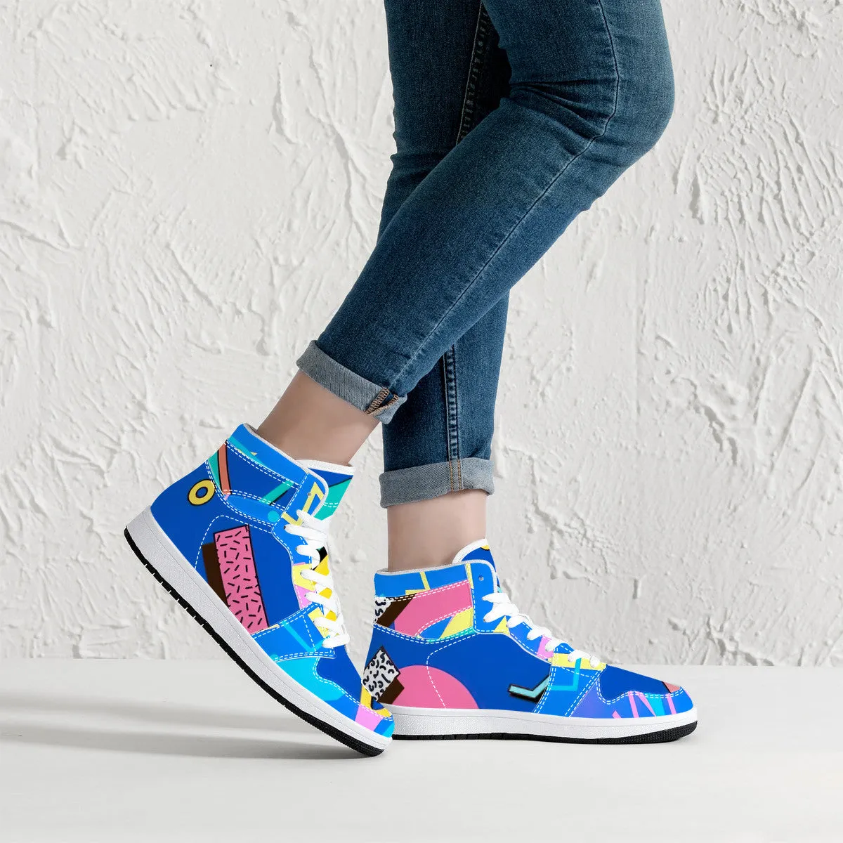 Saved By The Bell Classic High-Top Synthetic Leather Sneakers - White