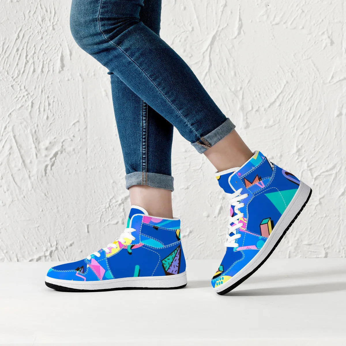 Saved By The Bell Classic High-Top Synthetic Leather Sneakers - White