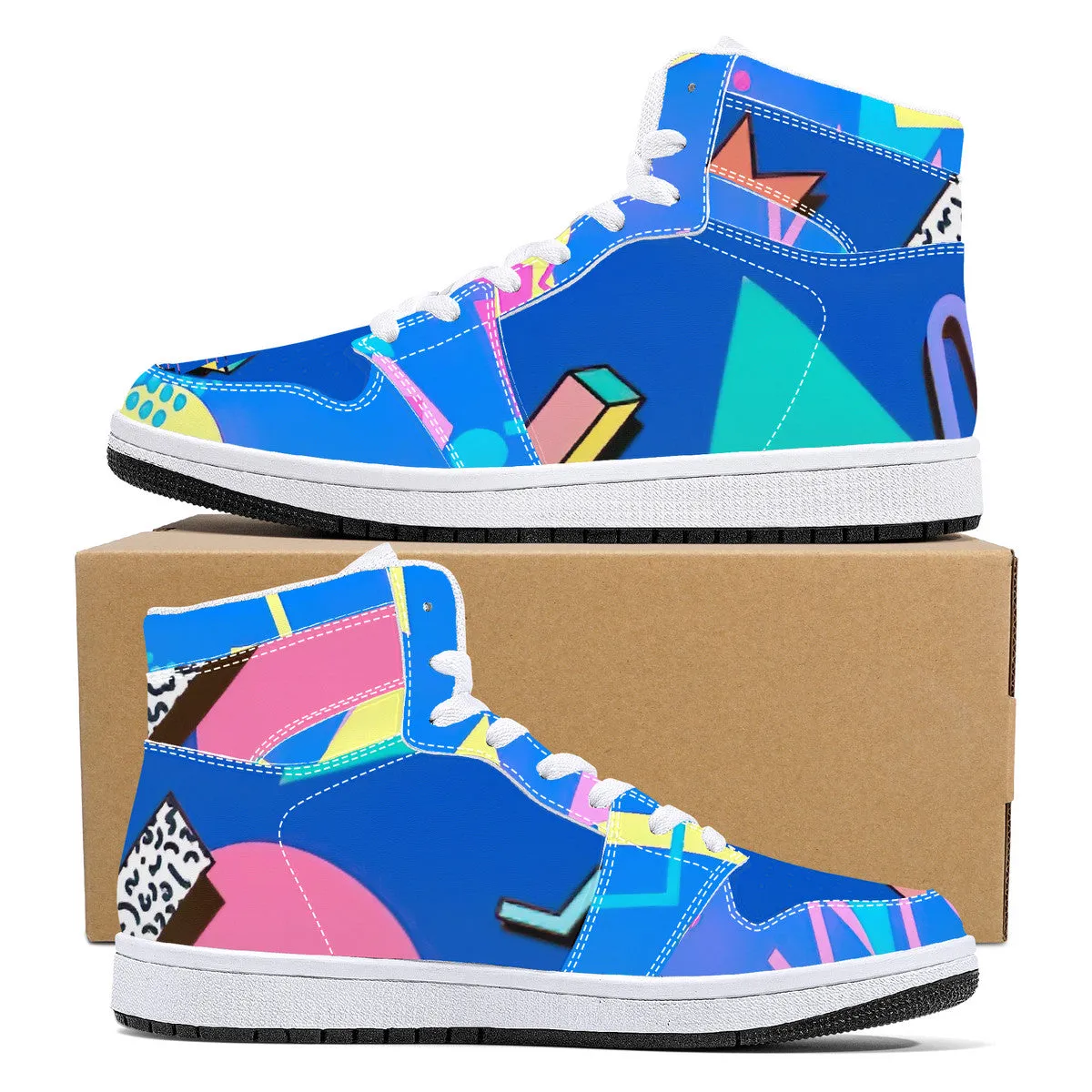 Saved By The Bell Classic High-Top Synthetic Leather Sneakers - White