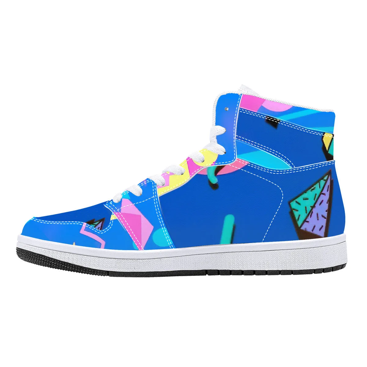 Saved By The Bell Classic High-Top Synthetic Leather Sneakers - White