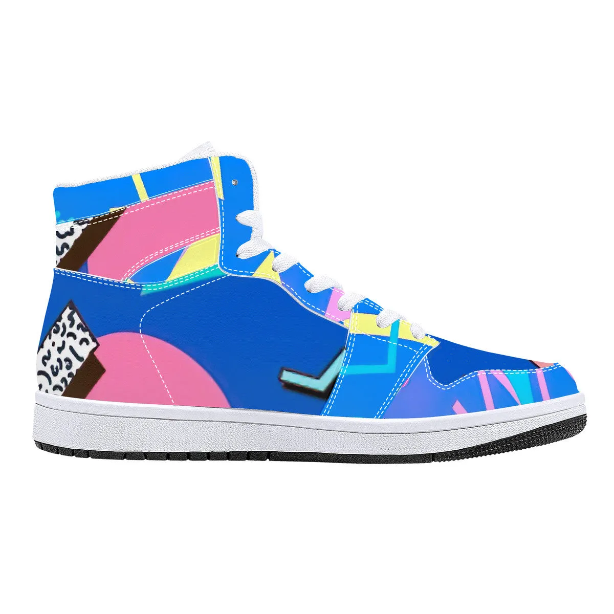 Saved By The Bell Classic High-Top Synthetic Leather Sneakers - White