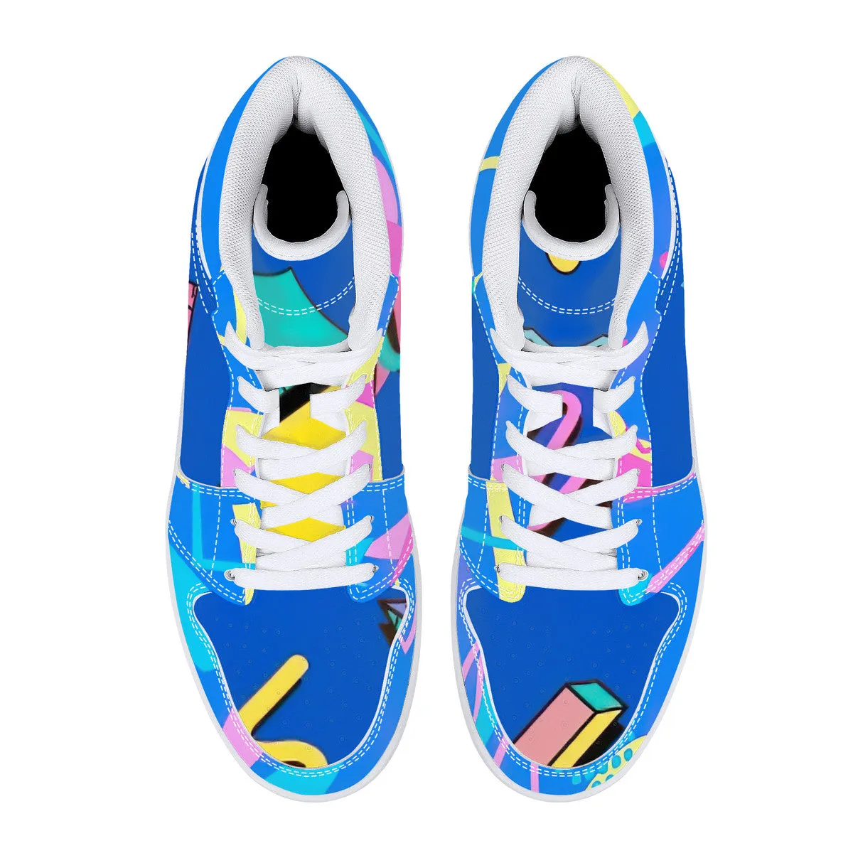 Saved By The Bell Classic High-Top Synthetic Leather Sneakers - White