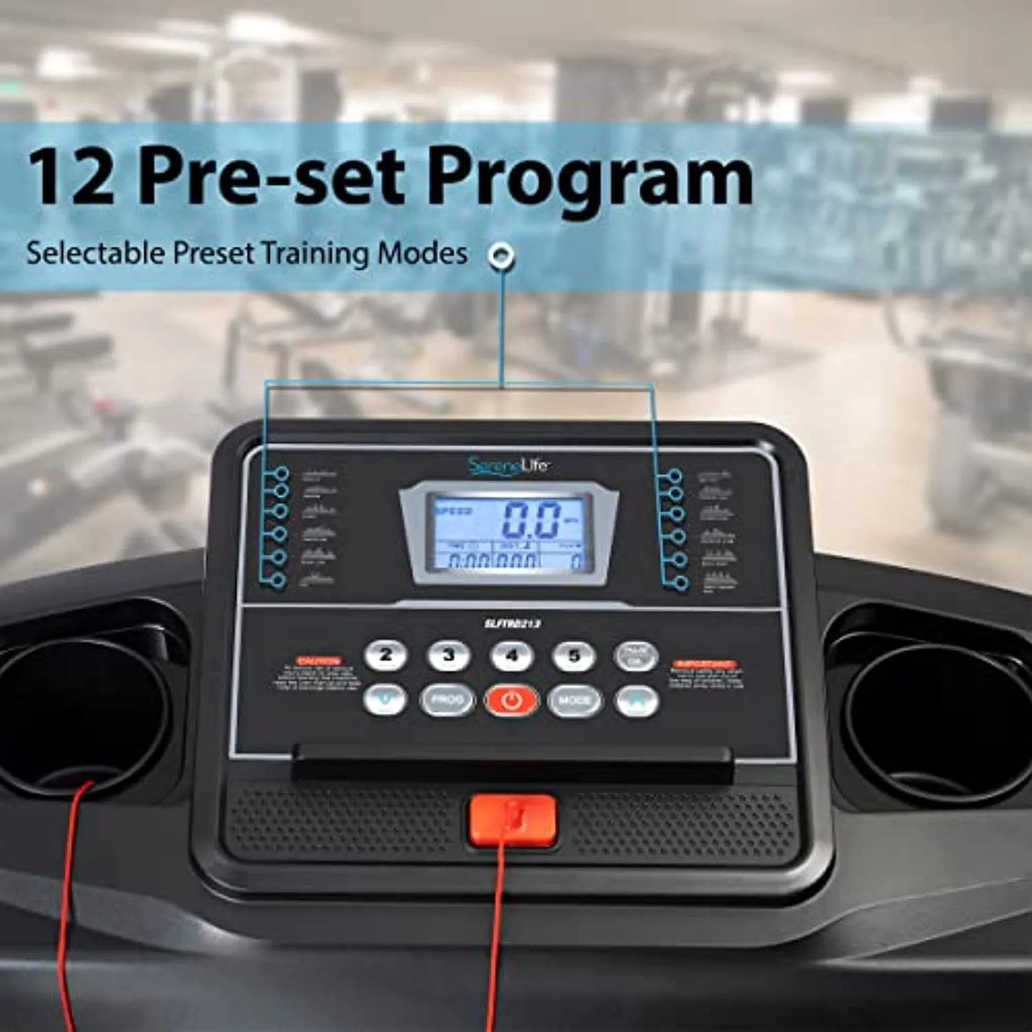 SereneLife Folding Treadmill - Foldable Home Fitness Equipment with LCD for Walking & Running - Cardio Exercise Machine - 4 Incline Levels - 12 Preset or Adjustable Programs - Bluetooth Connectivity