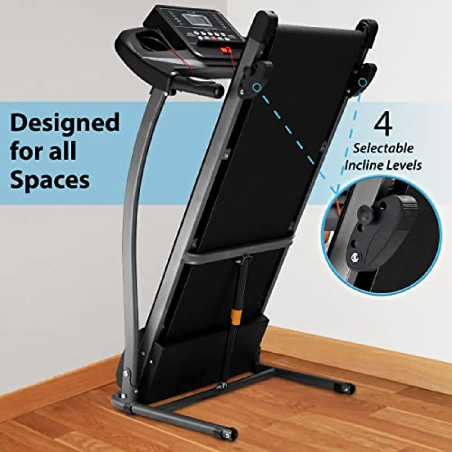 SereneLife Folding Treadmill - Foldable Home Fitness Equipment with LCD for Walking & Running - Cardio Exercise Machine - 4 Incline Levels - 12 Preset or Adjustable Programs - Bluetooth Connectivity