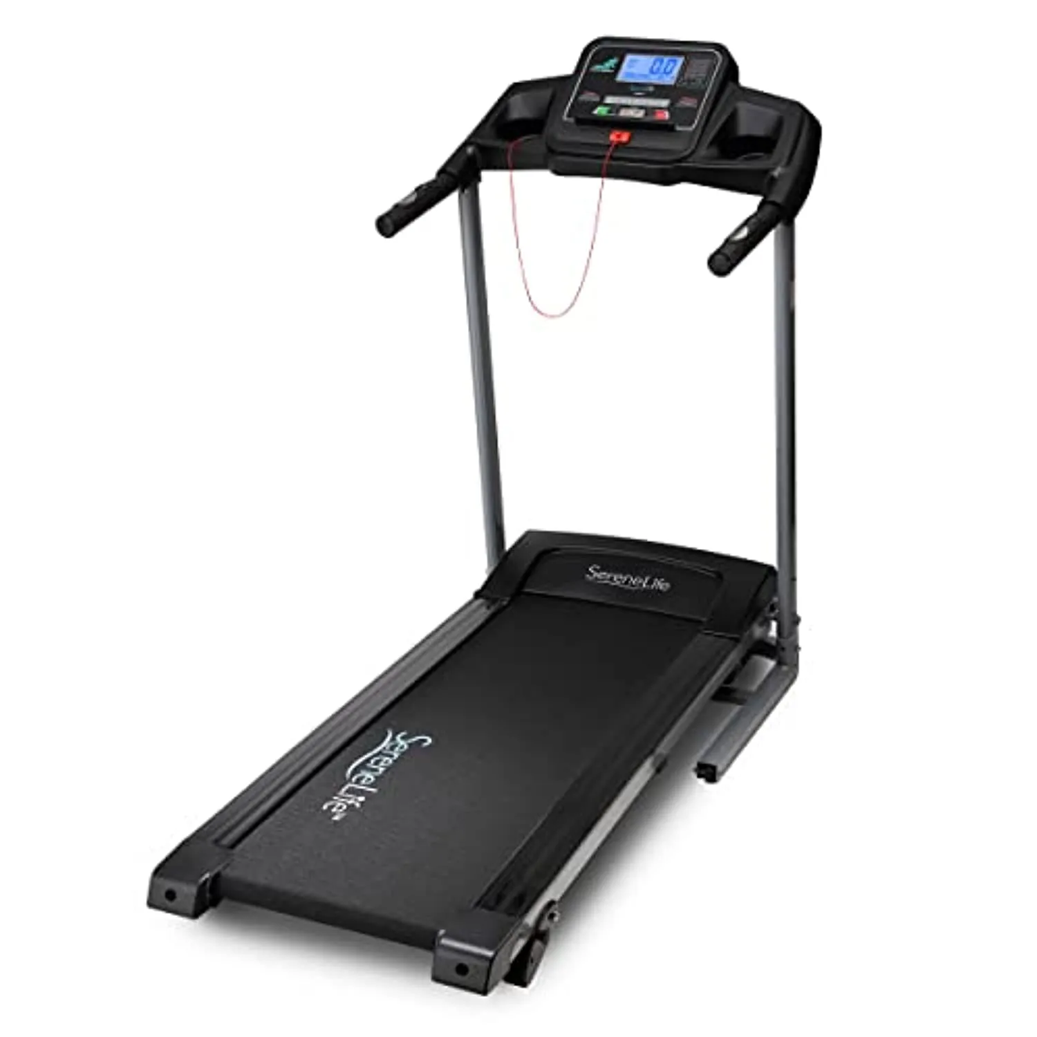 SereneLife Folding Treadmill - Foldable Home Fitness Equipment with LCD for Walking & Running - Cardio Exercise Machine - 4 Incline Levels - 12 Preset or Adjustable Programs - Bluetooth Connectivity