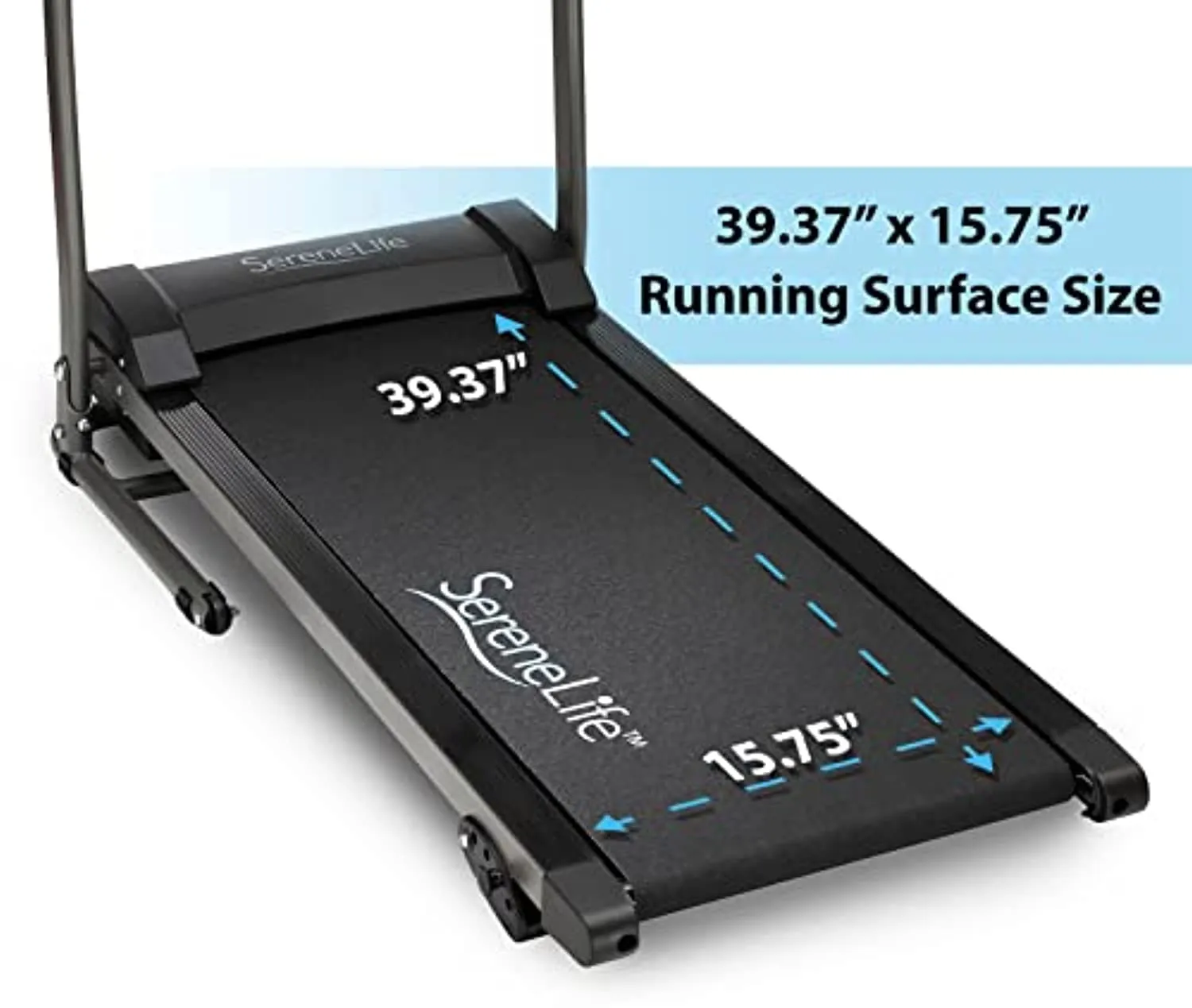 SereneLife Folding Treadmill - Foldable Home Fitness Equipment with LCD for Walking & Running - Cardio Exercise Machine - 4 Incline Levels - 12 Preset or Adjustable Programs - Bluetooth Connectivity