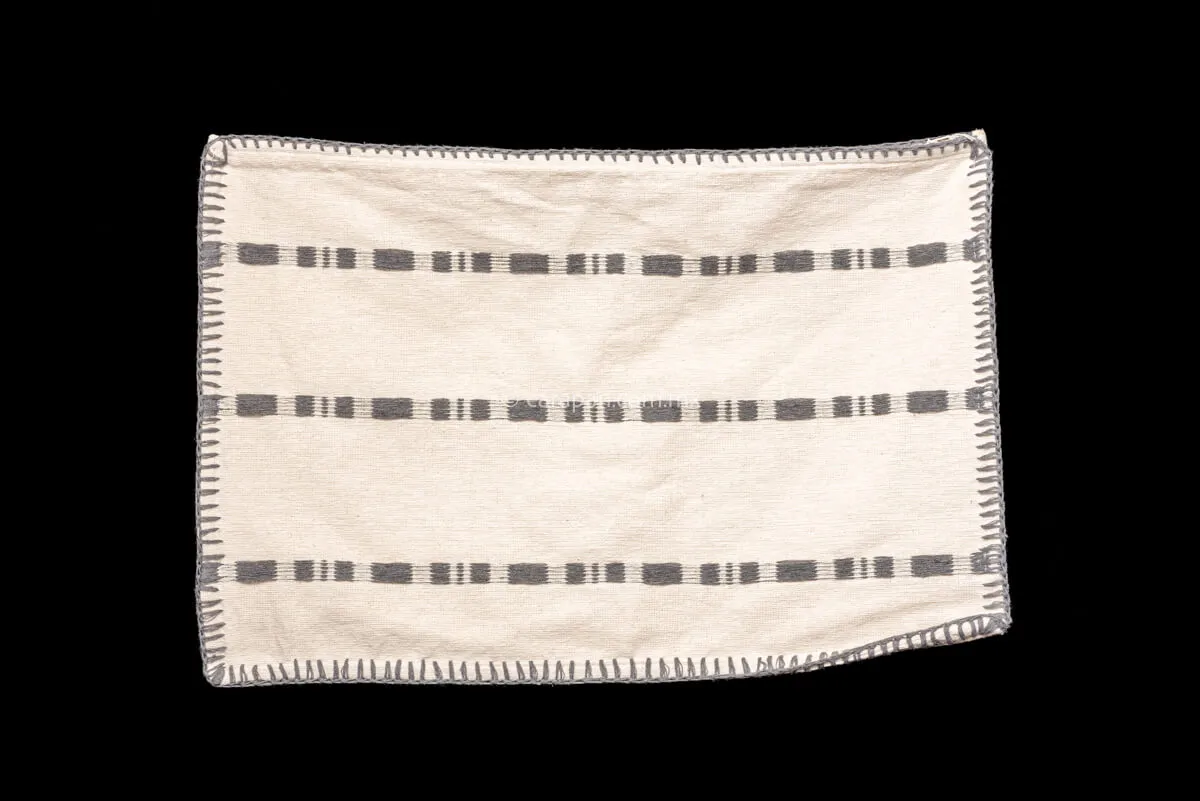 Set of 2 Cotton Cushion Covers Beige with gray stripes