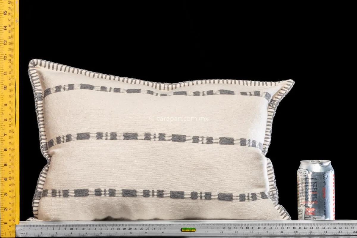 Set of 2 Cotton Cushion Covers Beige with gray stripes