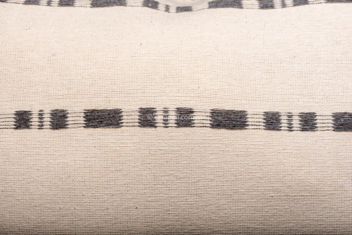 Set of 2 Cotton Cushion Covers Beige with gray stripes