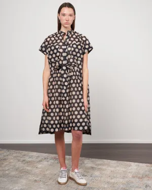 silk/cotton dot dress - 600 black