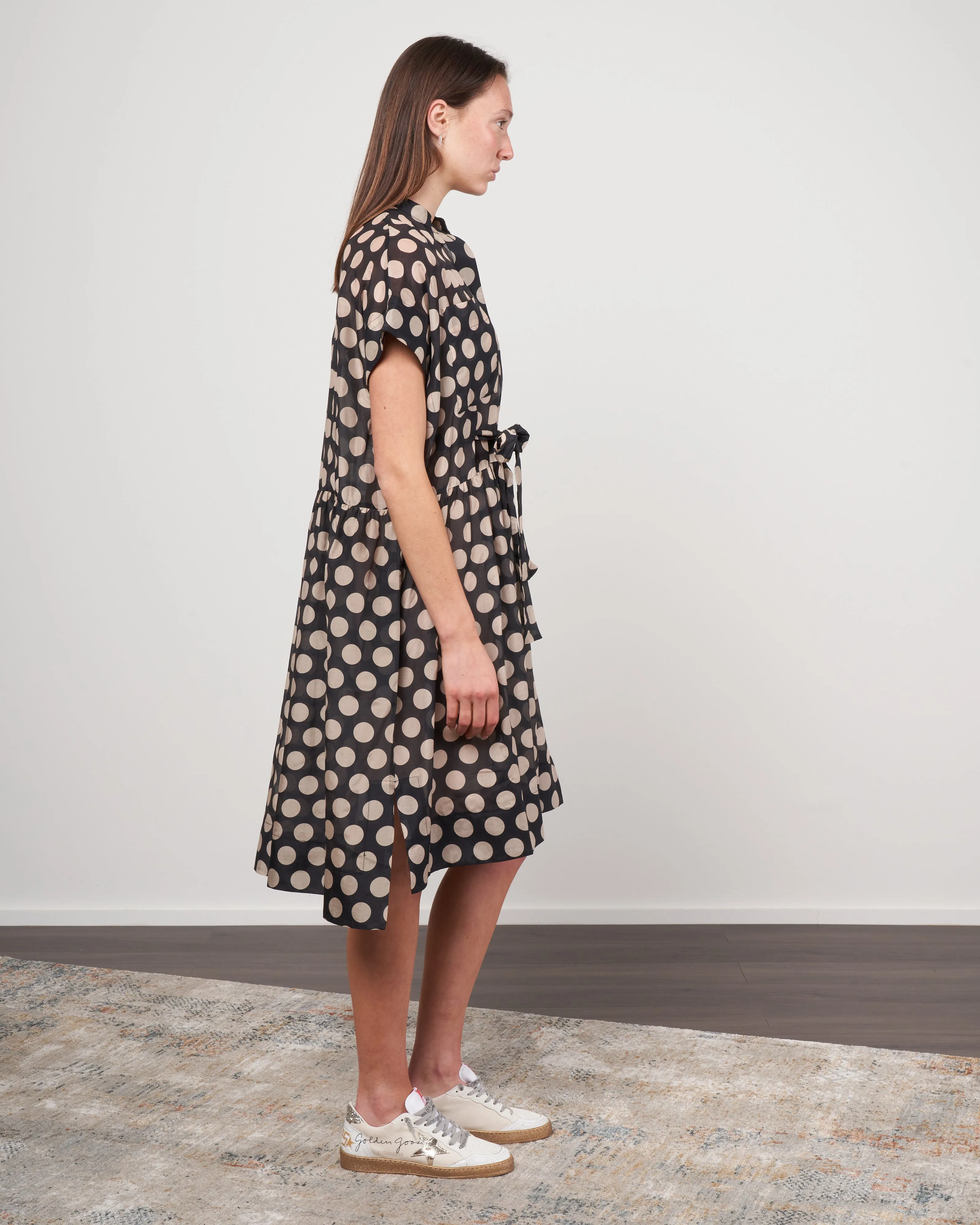 silk/cotton dot dress - 600 black