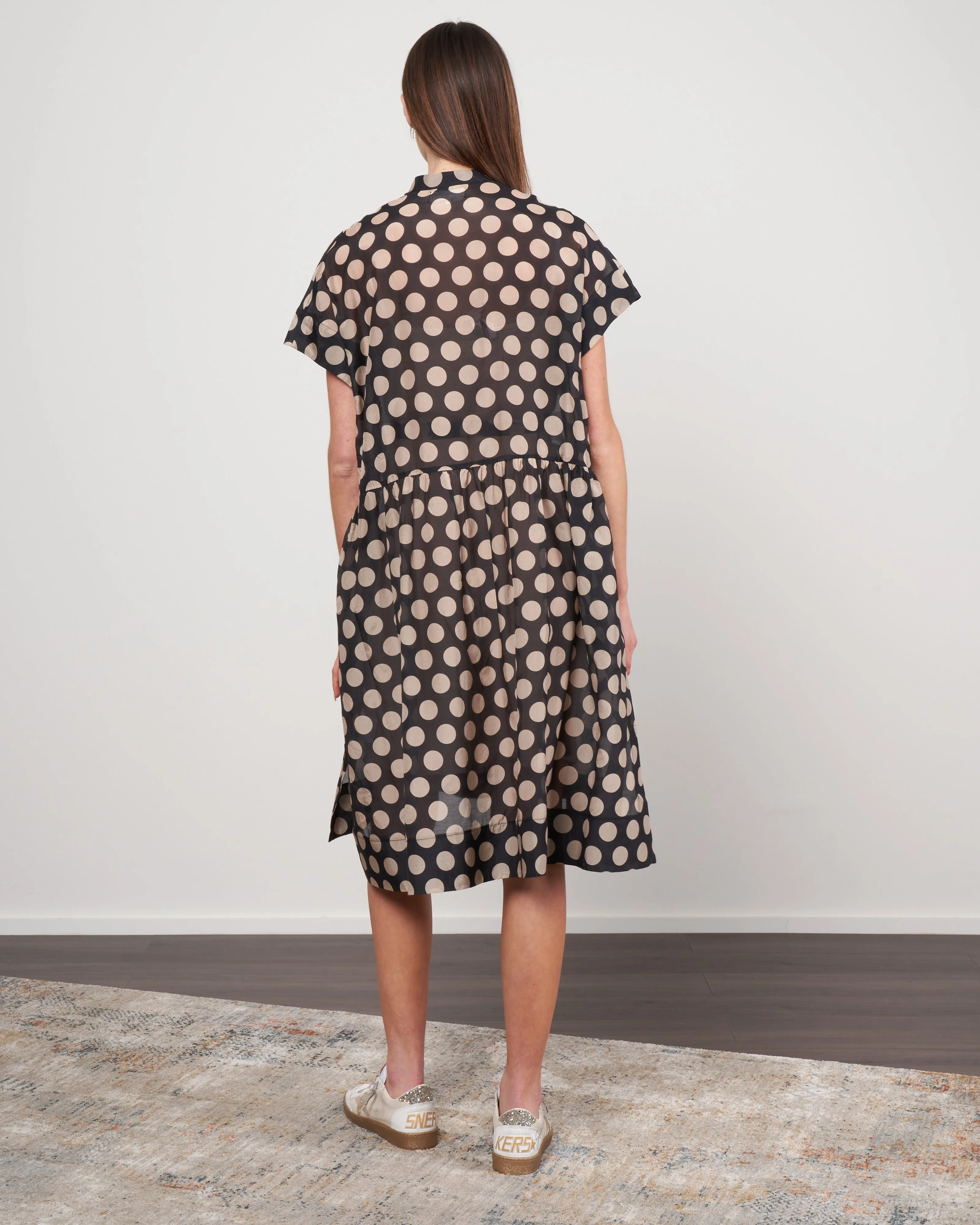 silk/cotton dot dress - 600 black