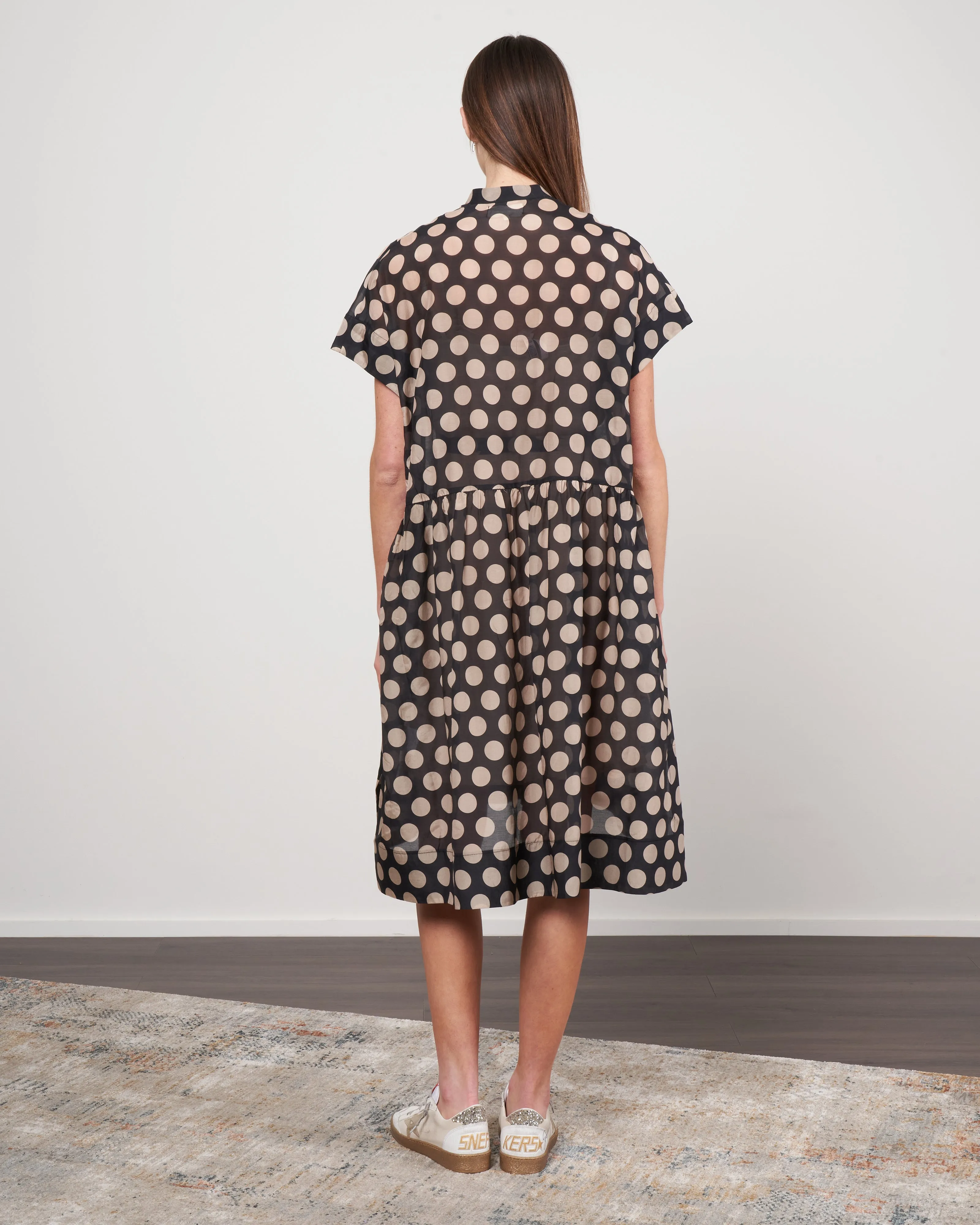 silk/cotton dot dress - 600 black