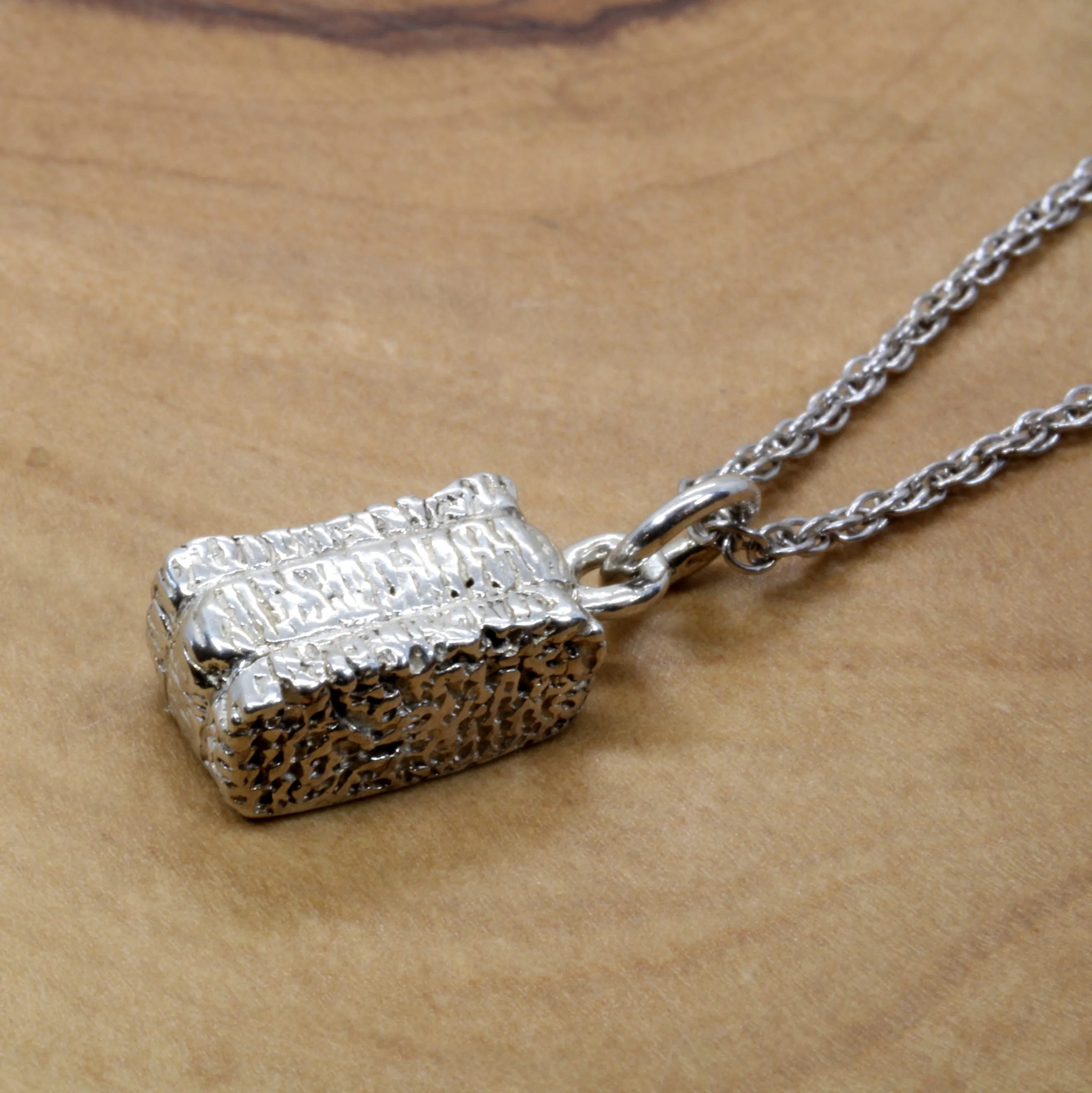 Silver Alfalfa Hay Bale Necklace or charm made in 925 Sterling Silver