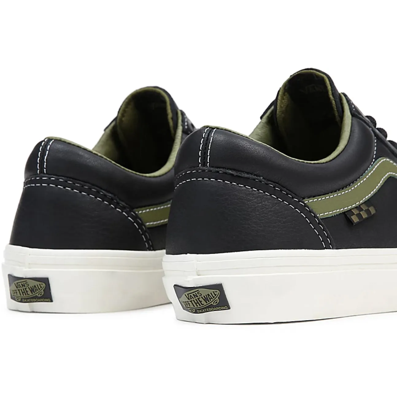 SKATE OLD SKOOL SHOES Butter Leather Black Green