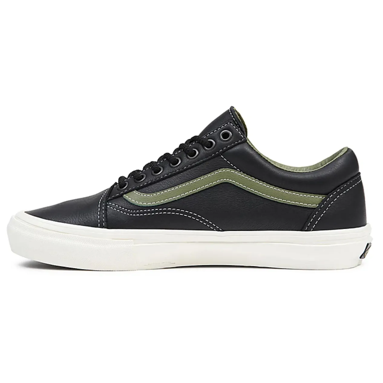 SKATE OLD SKOOL SHOES Butter Leather Black Green