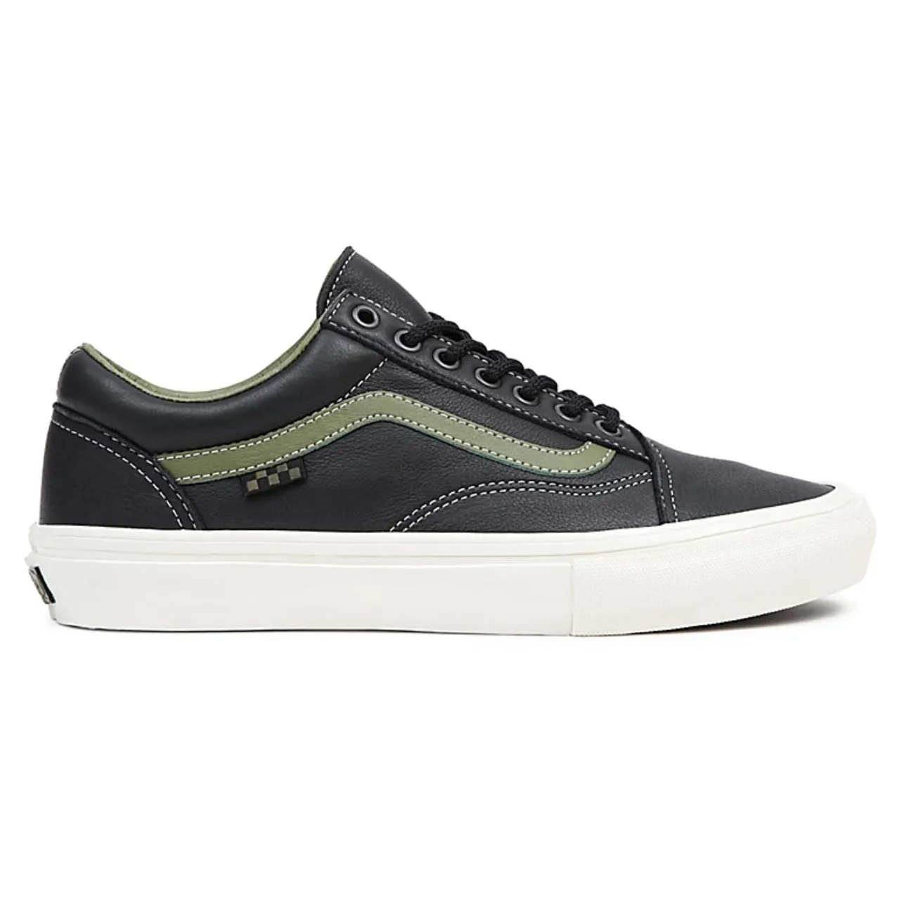 SKATE OLD SKOOL SHOES Butter Leather Black Green
