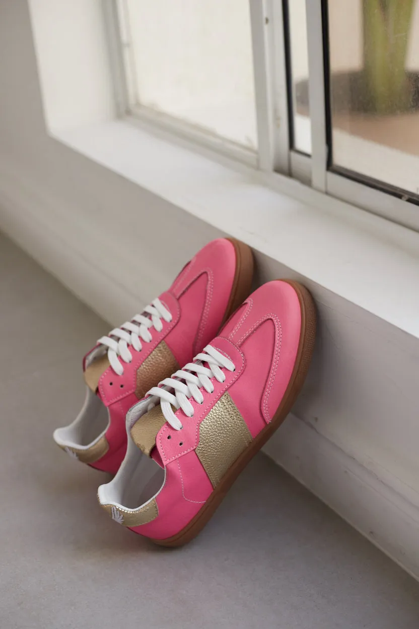 Sky Runner Leather Sneakers-Pink and Gold