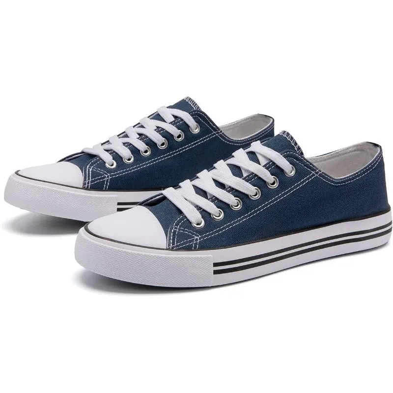 Solid Color Canvas Lace Up Unisex Sneakers