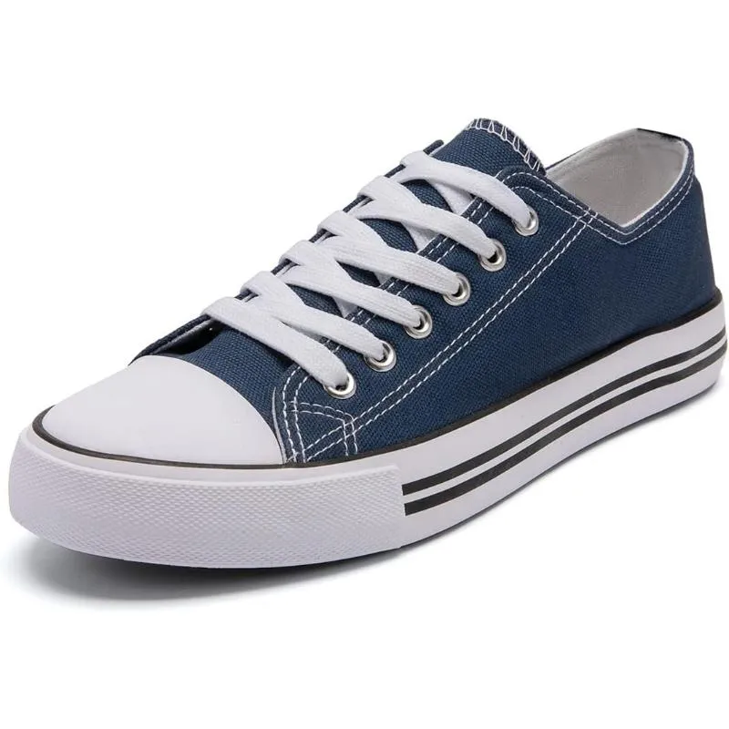 Solid Color Canvas Lace Up Unisex Sneakers