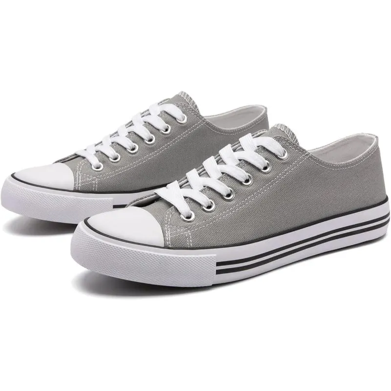 Solid Color Canvas Lace Up Unisex Sneakers