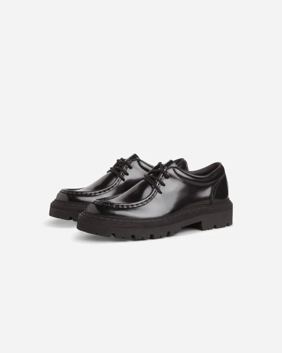 Spike Lace - Black Polido Leather