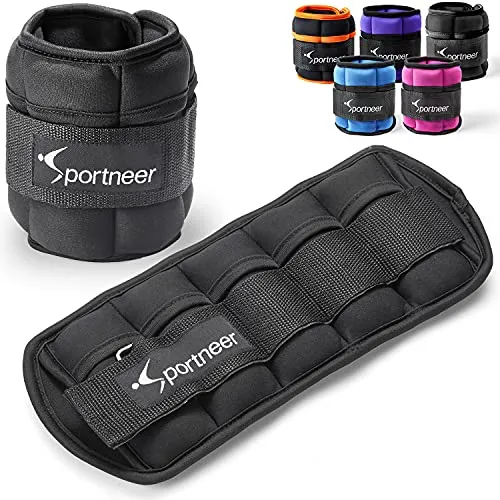Sportneer Men, Women and Kids Adjustable Ankle Weights Wrist Straps Ideal for Fitness, Walking, Running, Jogging, Exercise, Gym, Workout (0.23-0.9Kg for Each) -2 Pack