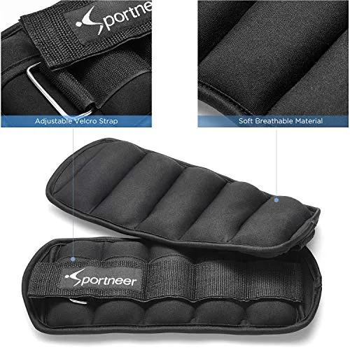 Sportneer Men, Women and Kids Adjustable Ankle Weights Wrist Straps Ideal for Fitness, Walking, Running, Jogging, Exercise, Gym, Workout (0.23-0.9Kg for Each) -2 Pack