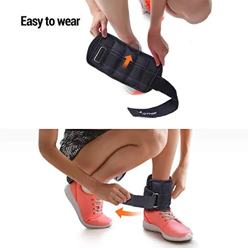 Sportneer Men, Women and Kids Adjustable Ankle Weights Wrist Straps Ideal for Fitness, Walking, Running, Jogging, Exercise, Gym, Workout (0.23-0.9Kg for Each) -2 Pack