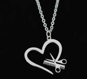 Stylist Open Heart Scissor Necklace