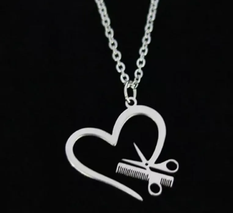 Stylist Open Heart Scissor Necklace