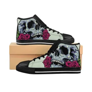 Sugar skull anatomy with roses Men's High-top Sneakers