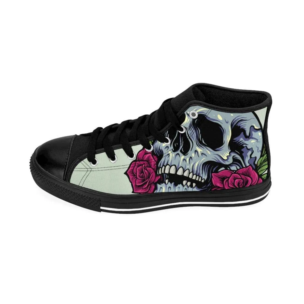 Sugar skull anatomy with roses Men's High-top Sneakers
